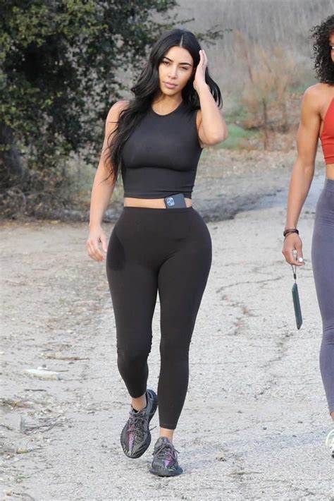 kim kardashian in a black workout clothes does a hike session in calabasas 02 14 2020 lacelebs co