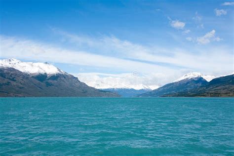 Navigation On Argentino Lake Patagonia Landscape Argentina Stock