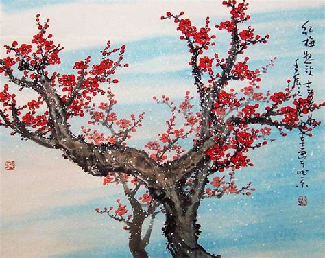 Cherry Blossom Painting Original Painting Chinese Art Painting Etsy