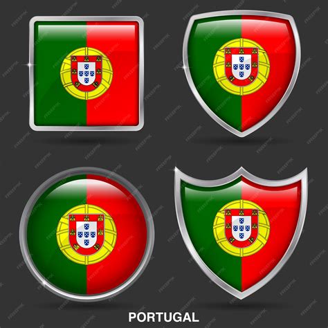Premium Vector Portugal Flags In 4 Shape Icon
