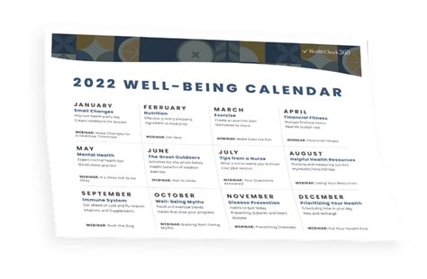 2022 Yearly Well Being Calendar