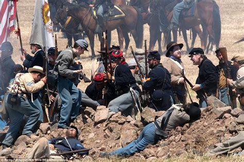 Civil War Enthusiasts Reenact Battle Of Gettysburg Infantry Assault