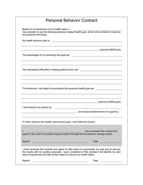 Behavior Contract Template Download Free Documents For Pdf Word And
