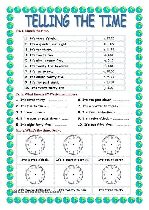 Telling The Time Horas Em Inglês Exercícios De Inglês Atividades De