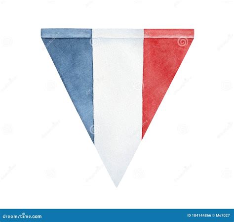 Water Color Illustration Of Triangular Bunting Flag Of France Stock