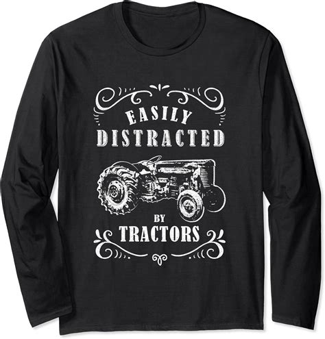 Easily Distracted By Tractors Tractor Long Sleeve T Shirt Amazon Co Uk Clothing