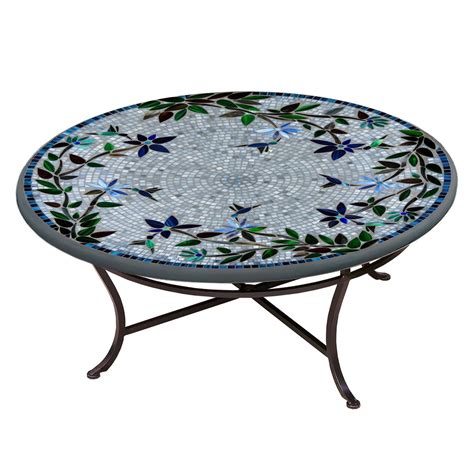 Royal Hummingbird Mosaic Coffee Table Round Neille Olson Mosaics