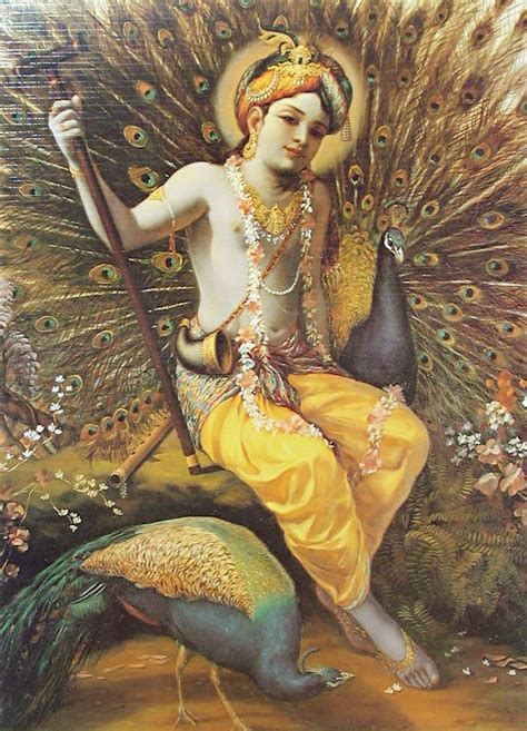 Krishna With Peacock Reprint On Paper Unframed Jai Shree Krishna