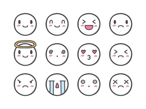 Doodle Emoticons Icons Set 941079 Vector Art At Vecteezy