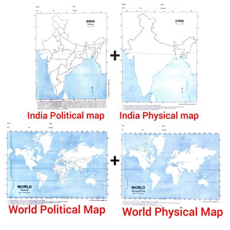 Buy Outline Practice Map Of India And World Both Political And Physical Map A 4 Big Size