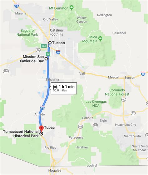 Arizona Tucson Mission Map