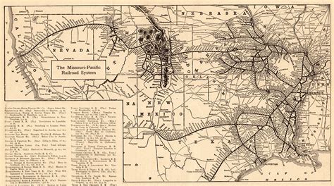 1917 Antique Missouri Pacific Railroad Map Black White Gallery Etsy
