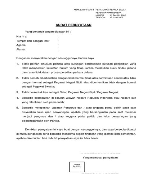 Contoh form surat permohonan ini dibuat berdasarkan keputusan kapolri no: Surat Pernyataan Tidak Diberhentikan Secara Tidak Hormat - Contoh Seputar Surat