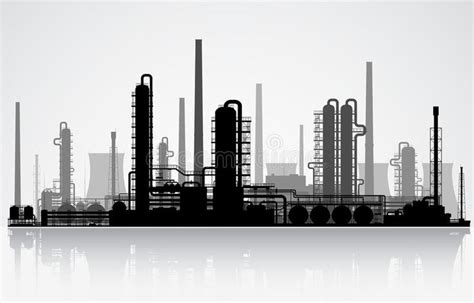 Oil Refinery Silhouette Vector Illustration Oil Refinery Or Chemical