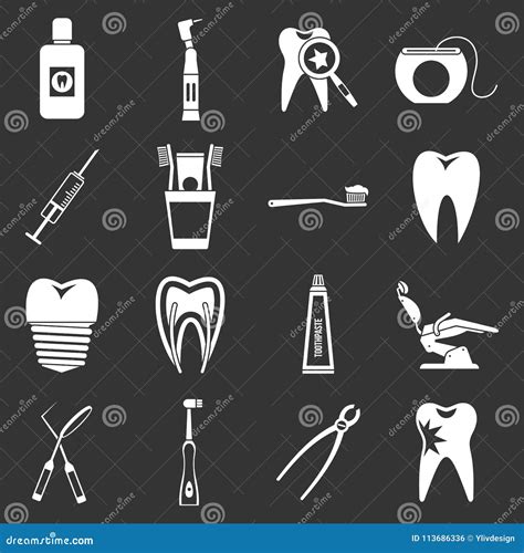 Dental Care Icons Set Grey Vector Stock Vector Illustration Of