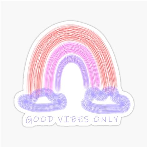 Cute Rainbow Clouds Good Vibes Only Lettering Sticker By Ankerd Redbubble