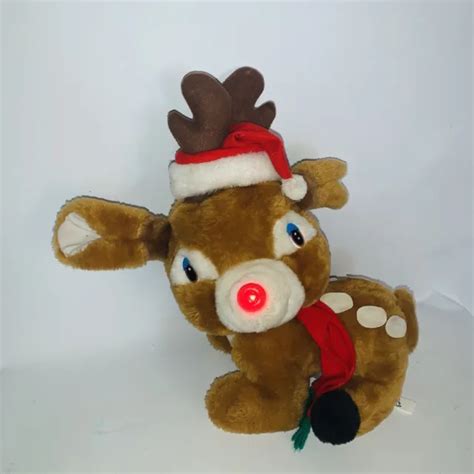 Vintage 90s Rudolph The Red Nosed Reindeer Plush Musical Light Up Nose