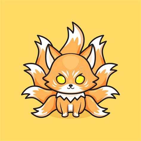 Cute Nine Tailed Fox Mascot Stock Vector Illustration Of Character