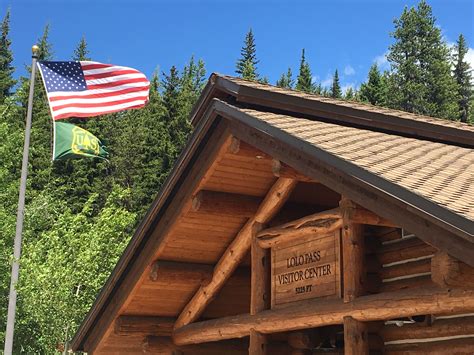Snapping in the wind over the Lolo Pass Visitor Center, on the Montana