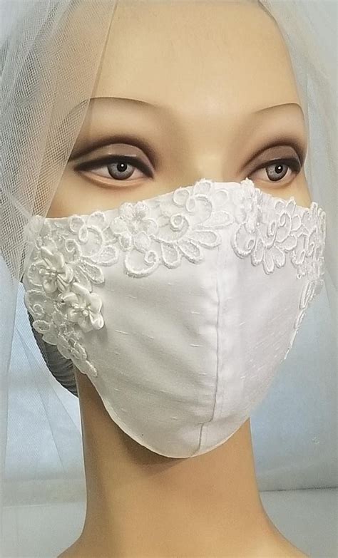Bridal Mask White Poly Shantung Venise Lace Mouth Mask Etsy In 2020