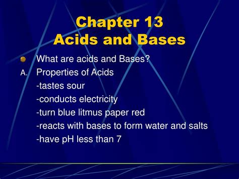 Ppt Chapter 13 Acids And Bases Powerpoint Presentation Free Download