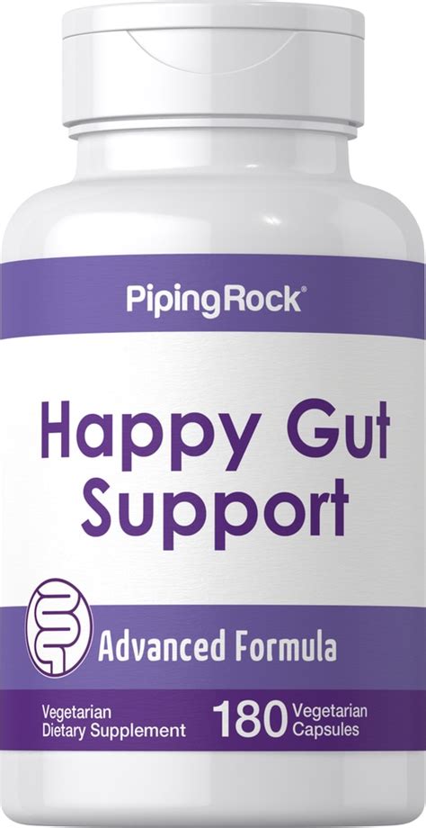 Happy Gut Support 180 Vegetarian Capsules Pipingrock Health Products