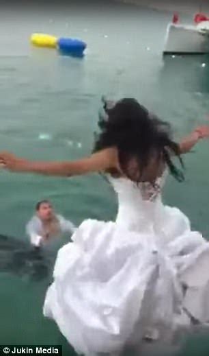 Bride Nearly Drowns As She Gets Stuck Under Wedding Dress Daily Mail Online