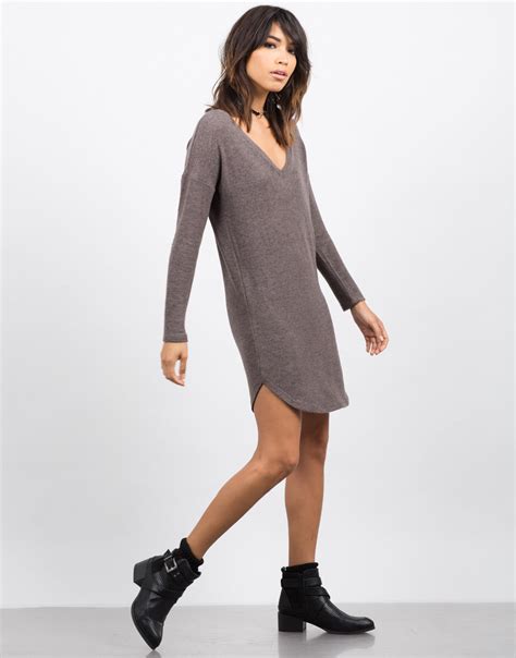 Cozy V Neck Sweater Dress 2020ave