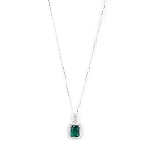 ZAVYA 925 Sterling Silver Cubic Zirconia CZ Green Rhodium Plated