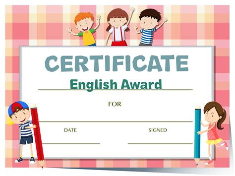 Plantilla De Certificado Para Premio De Inglés Con Muchos Niños 455645
