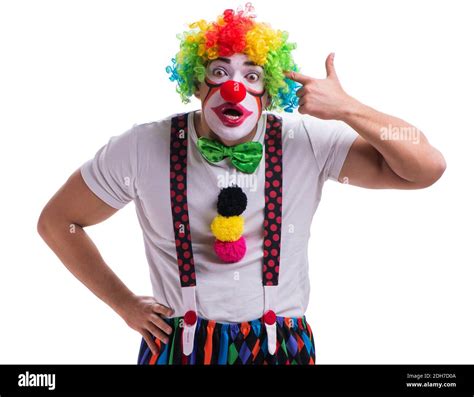 Funny Clown Acting Silly Isolated On White Background Stock Photo Alamy