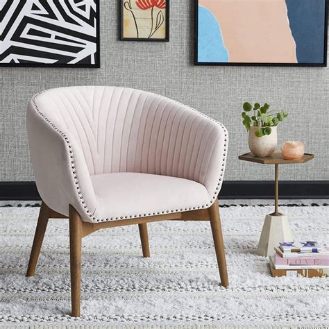 Contemporary Glam Light Pink Blush In 2020 Living Room Chairs Arm