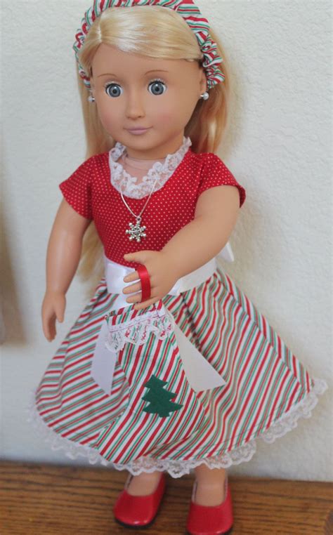 18 Inch Doll Clothes Christmas Candy Cane Stripe And Red Dress Will Fit