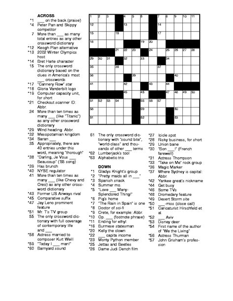 A fun collection of brain teasers and spelling challenges. Crossword Puzzle Printable Disney | Printable Crossword ...