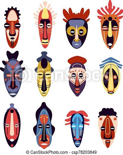 African Mask Traditional Ritual Or Ceremonial Ethnic Hawaiian Aztec Human Face Masks Muzzle