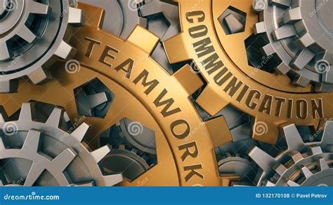Teamwork Communication Words Imprinted On Metal Surface 3d