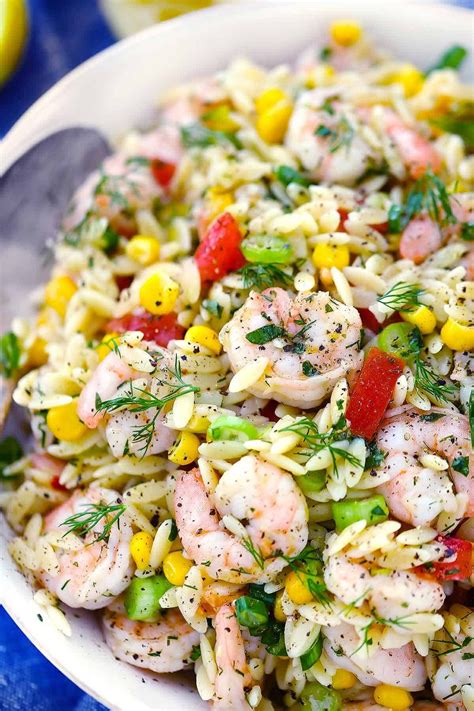 Shrimp Orzo Salad With Herb Vinaigrette Bowl Of Delicious Recipe Cold Meals Orzo Recipes