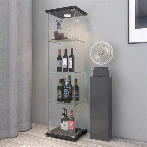 Buy 4 Tier Glass Display Cabinet With Glass Door 5mm Tempered Glass Curio Cabinet Collection