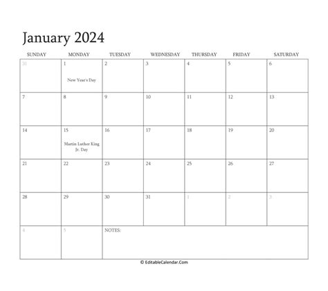 January 2024 Calendar Printable Pdf Download Excel Gabey Blancha