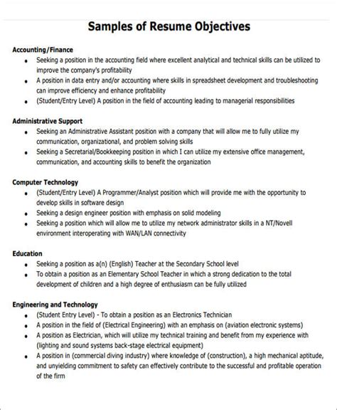 Free 5 Generic Resume Objectives In Ms Word Pdf