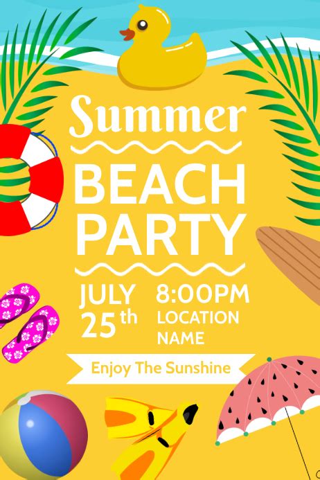 Summer Beach Party Poster Template Postermywall