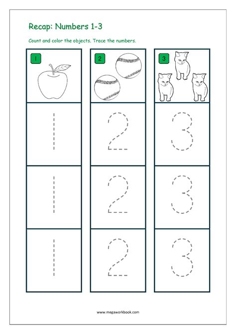 Preschool Number Tracing And Counting Worksheet Free Printable Pdf