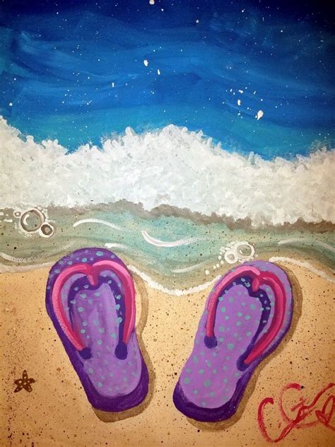 Flip Flops On The Beach Student Work Kim Cesaretti Art Instructor