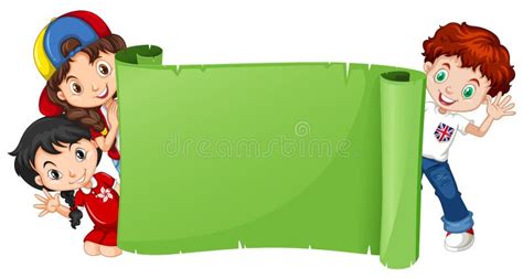 Border Template With Happy Kids Stock Vector Illustration Of Empty