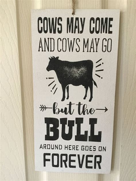 Farm Sign Cow Bull Kitchen Wooden Sign Farmer Funny Etsy