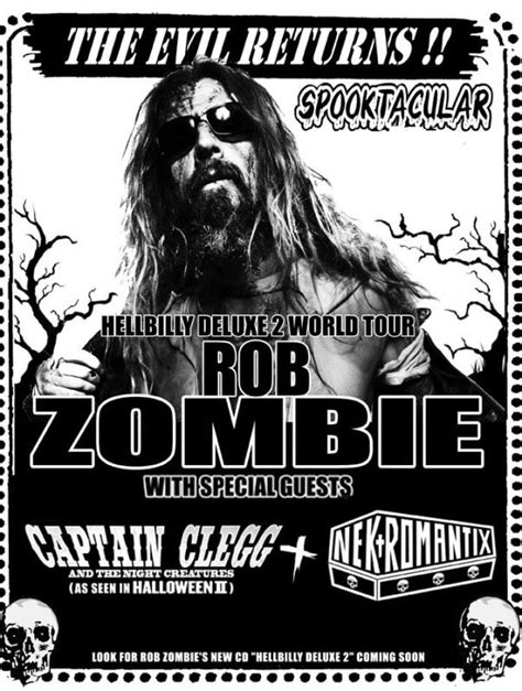Rob Zombie Hellbilly Deluxe World Tour Rob Zombie Zombie Music Poster