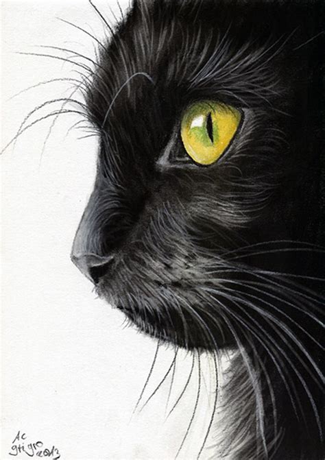Black Cat Profile Angela Carmen Griehl Groß Feline Art Painting