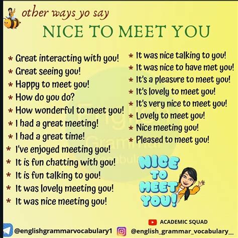 english grammar vocabulary ️ on instagram “other ways to say nice to meet you tag your