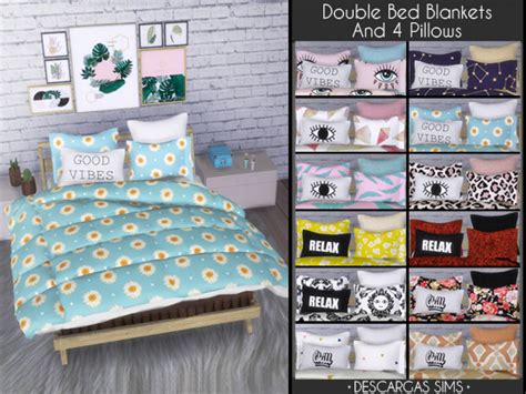 Descargassims Double Bed Blankets And 4 Pillows Blankets 12