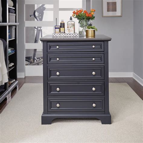 Home Styles Bedford 5 Drawer Black Closet Island 5531 91 The Home Depot